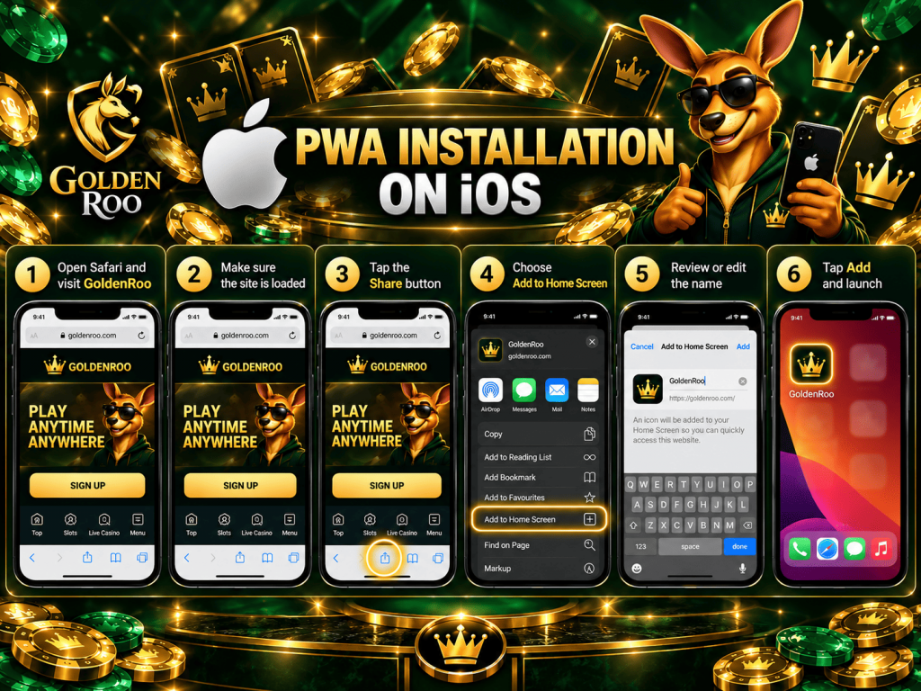 GoldenRoo Casino IOS PWA Install